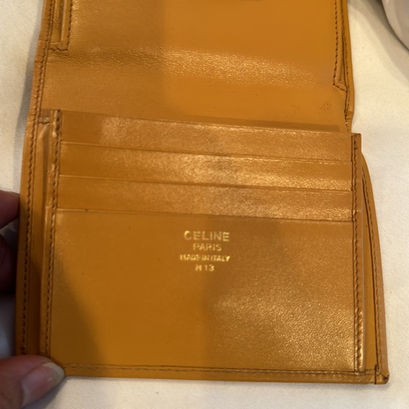 Celine Compact Kiss-Lock  Wallet light Cognac edging with Brown. 4 1/2”x 3 1/2” - Picture 7 of 15